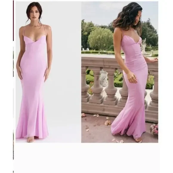 New with Tags House of CB Loren Pink Corset Maxi Dress L Slip A-C Cups Party - Picture 3 of 15